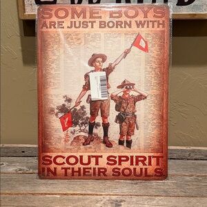 Source Unknown Vintage Scout Spirit Art Metal print Red and Brown